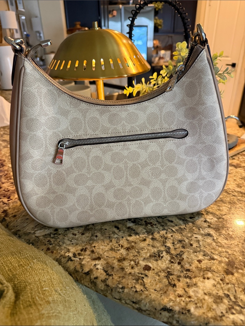 Coach Signature Pebbled Shoulder Bag in Light Taupe - Picture 6 of 16